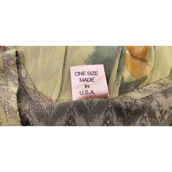 Vintage URU Womens Silk Maxi Dress Floral Kimono Duster Green Boho Art Rare OS - Picture 5 of 15